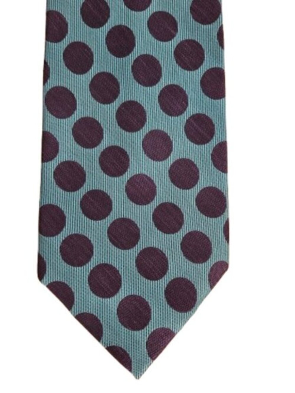 Vintage Nicole Miller New York City Silk Linen Tie – Teal with Navy Polka Dots
